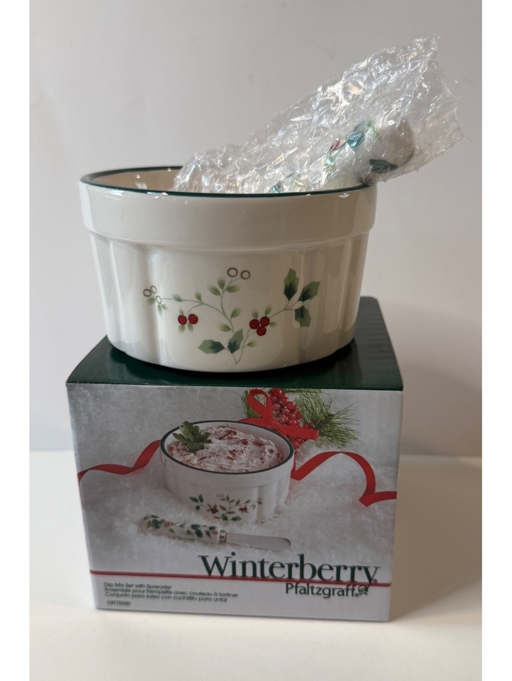 Pfaltzgraff Winterberry Dip Bowl & Spreader Set w/ Original Box